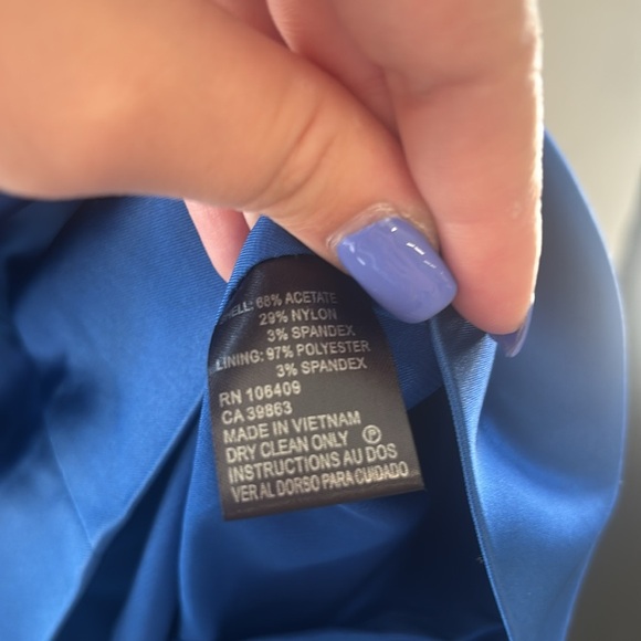 Tahari Royal Blue Side Ruched‎ Portrait Collar Dress Size 2 - Picture 5 of 6